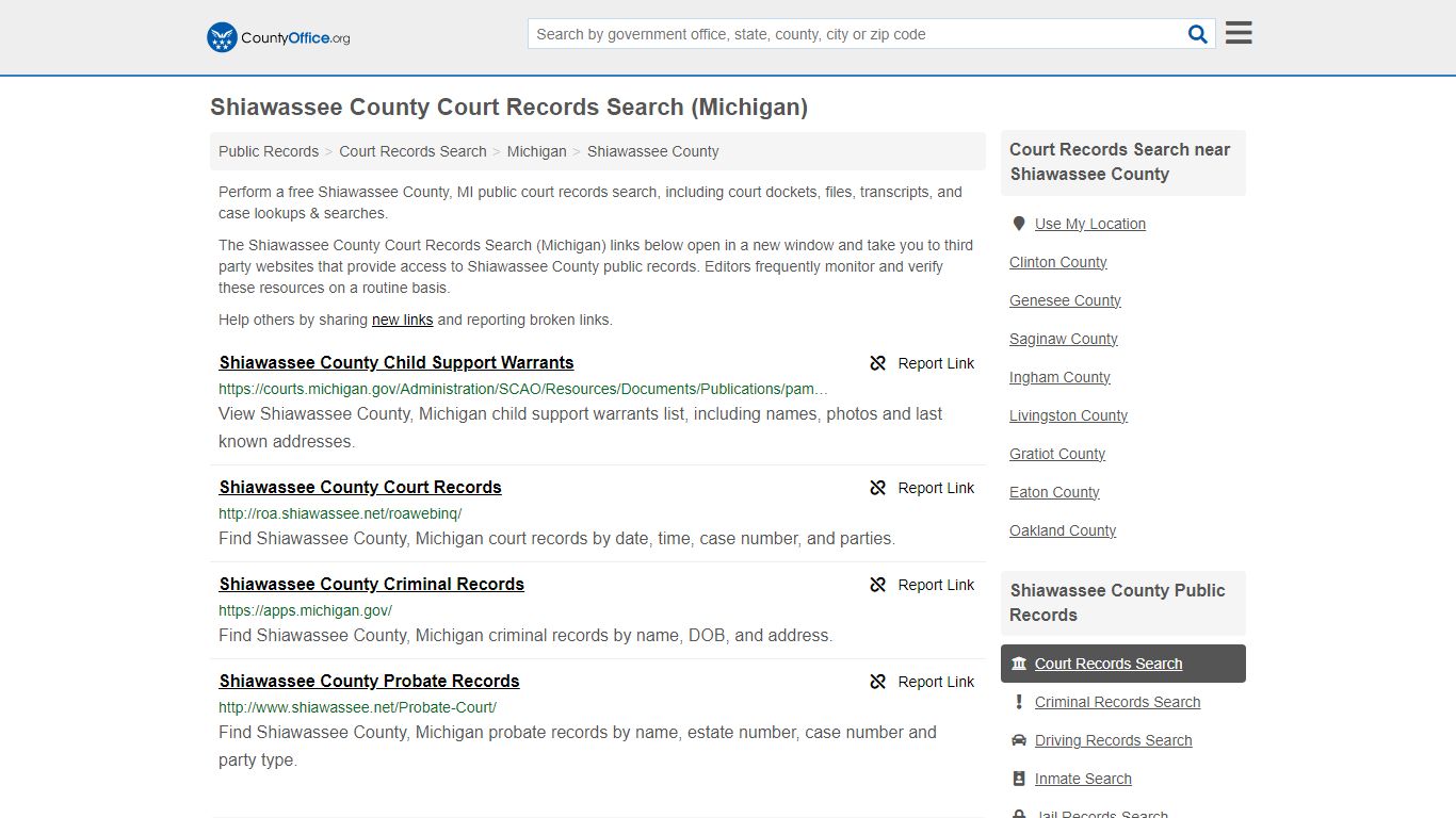 Shiawassee County Court Records Search (Michigan) - County Office