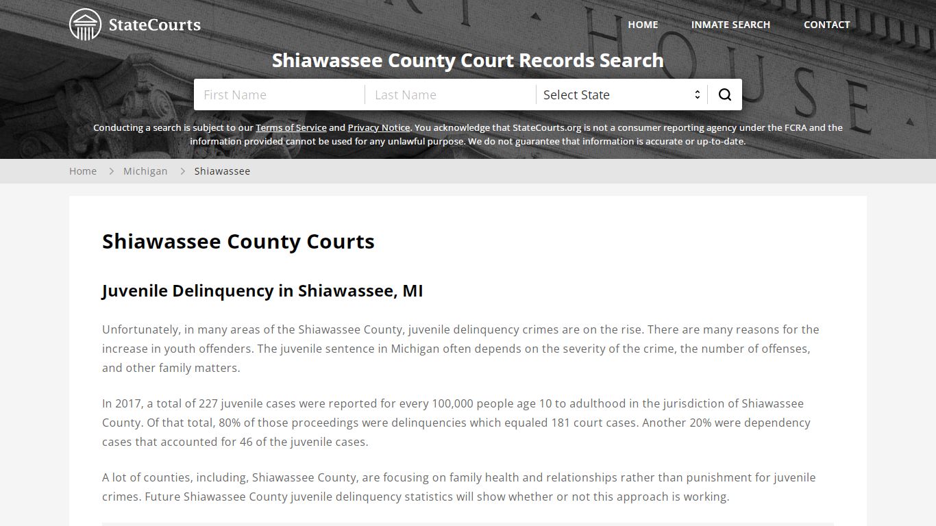 Shiawassee County, MI Courts - Records & Cases - StateCourts