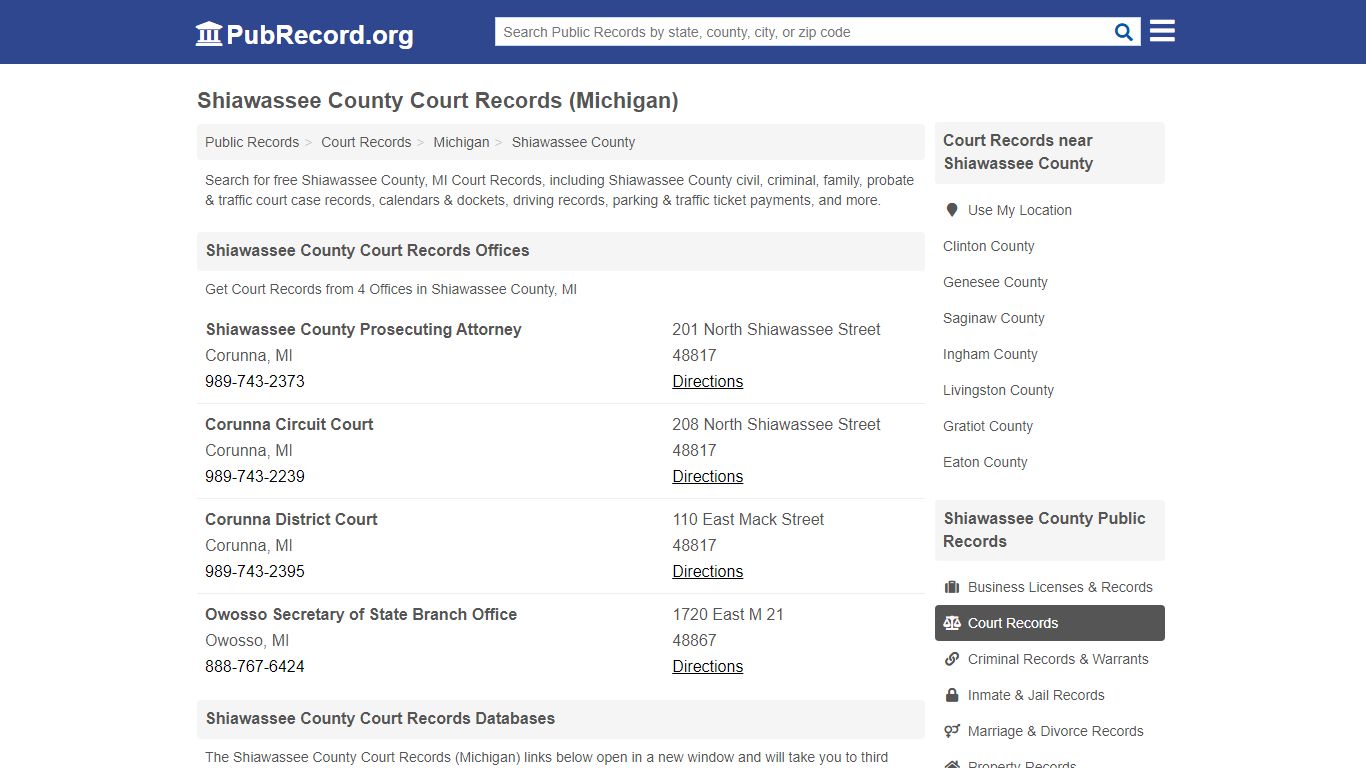 Shiawassee County Court Records (Michigan) - pubrecord.org